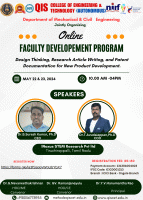 Faculty Development Program (FDP) on Design Thinking, Research Article Writing, and Patent Documentation for New Product Development 2024